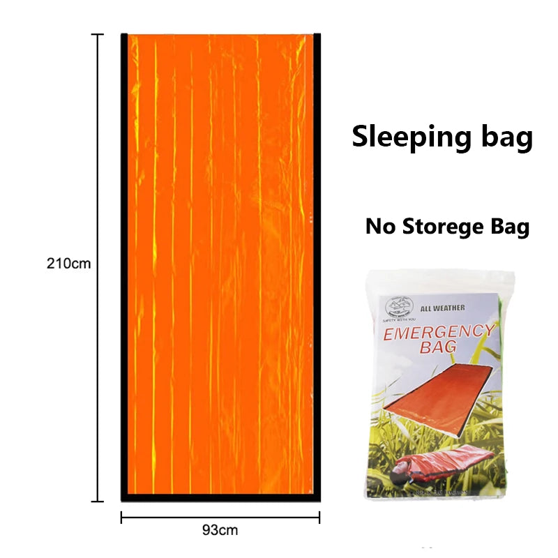 Emergency Survival Sleeping Bag 26 Micron PE Aluminized Film Camping Hiking Waterproof Thermal Insulation Emergency Blanket Tent