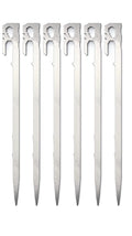 Tent Stakes 11 inch 6-PCS Multifunctional Stainless Steel Heavy Duty Metal Peg 2.47 oz Light Weight Portable Wind-Resistant Size