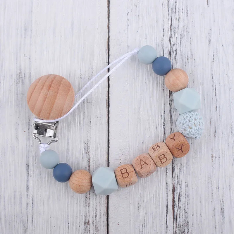 Baby Pacifier Clip Holder Free personalized name Food Silicone Teething With Newborn Gift Anti-drop Chain
