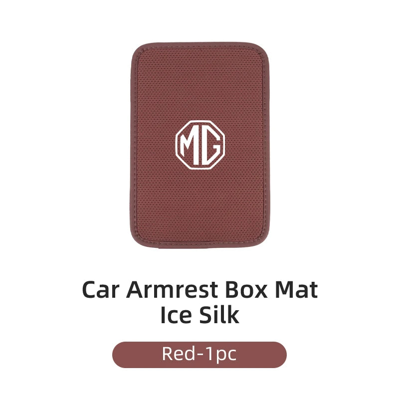 Leather Car Central Armrest Pad Anti Slip Ice Silk Armrest Box Mat For Morris Garages MG 6 3 5 7 TF ZR ZS HS GS GT RX5 RX8 350