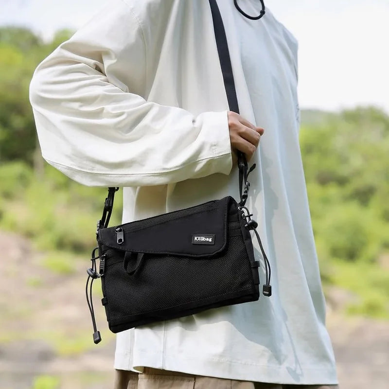 Unisex Urban Outdoor Crossbody Sling Bag Mesh Panel Casual Daypack for Daily Commute Short Trips Street Carry