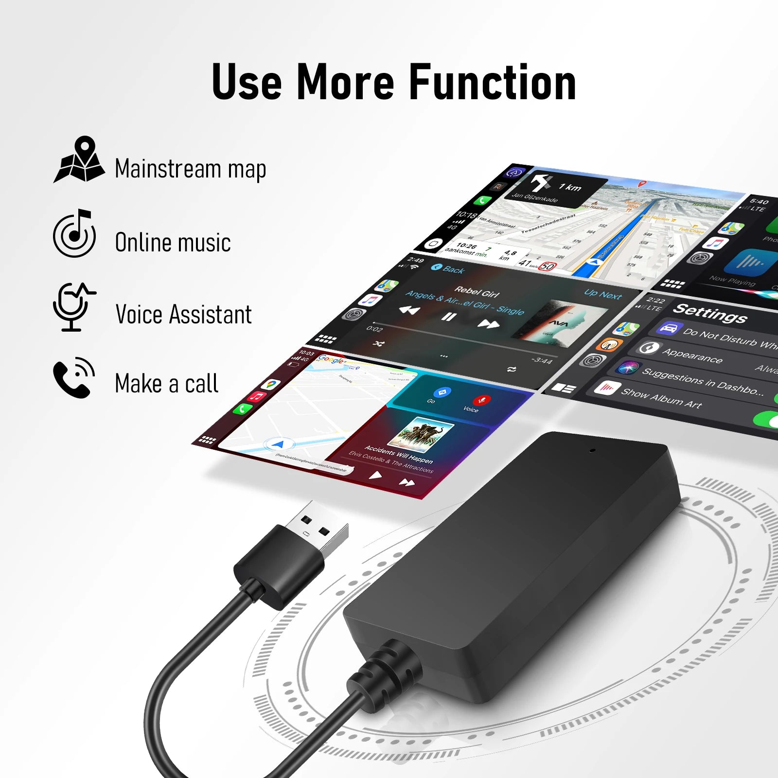 Carbitlink Easylink Easyconnection To Wireless CarPlay Android Auto 2 in 1 Adapter Plug & Play Auto Connect Fit for Chinese Car