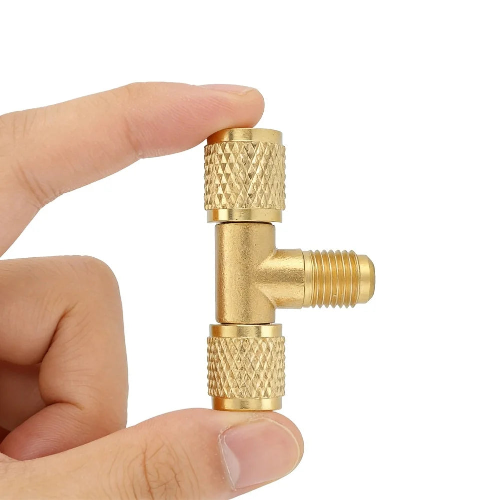 Copper For Vacuum Gauge Tee with 1/4 UNF Thread for Direct Fit For Vacuum Pump Applications and High Pressure Support
