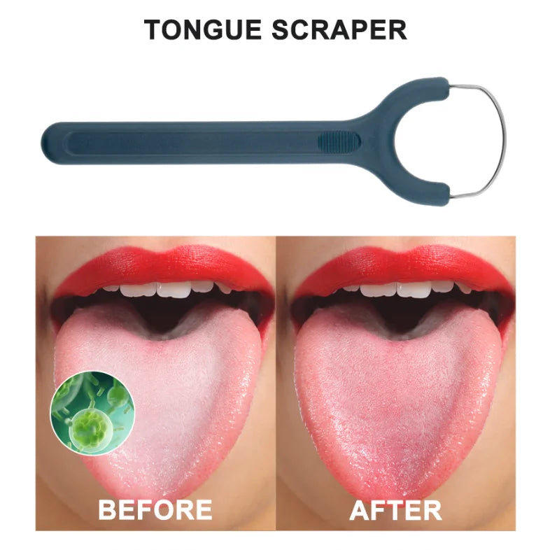 1PCS Stainless Steel Tongue Scraper Fresh Breath Cleaning Coated Tongue Toothbrush Oral Hygiene Metal Tongue Scraper