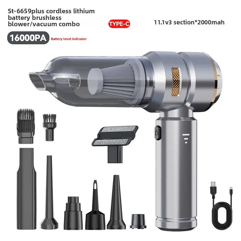 Strong Suction Car Vacuum Cleaner Brushless Motor Digital Display One-Click Detachable Dust Cup Portable Auto Household Duster