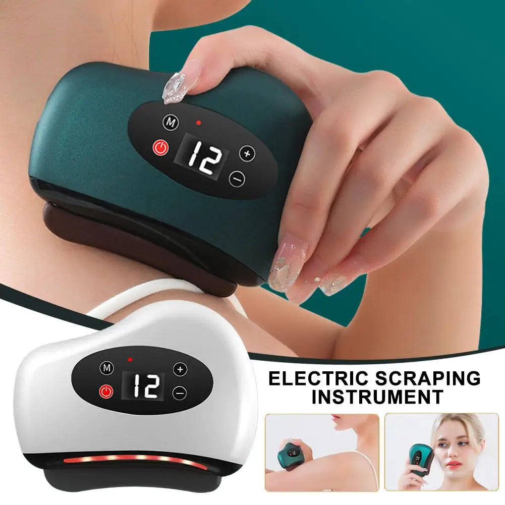 Massageador elétrico guasha, compressa quente, massageador de olhos, pedra, aquecimento, vibração, raspagem, pescoço, rosto, lev