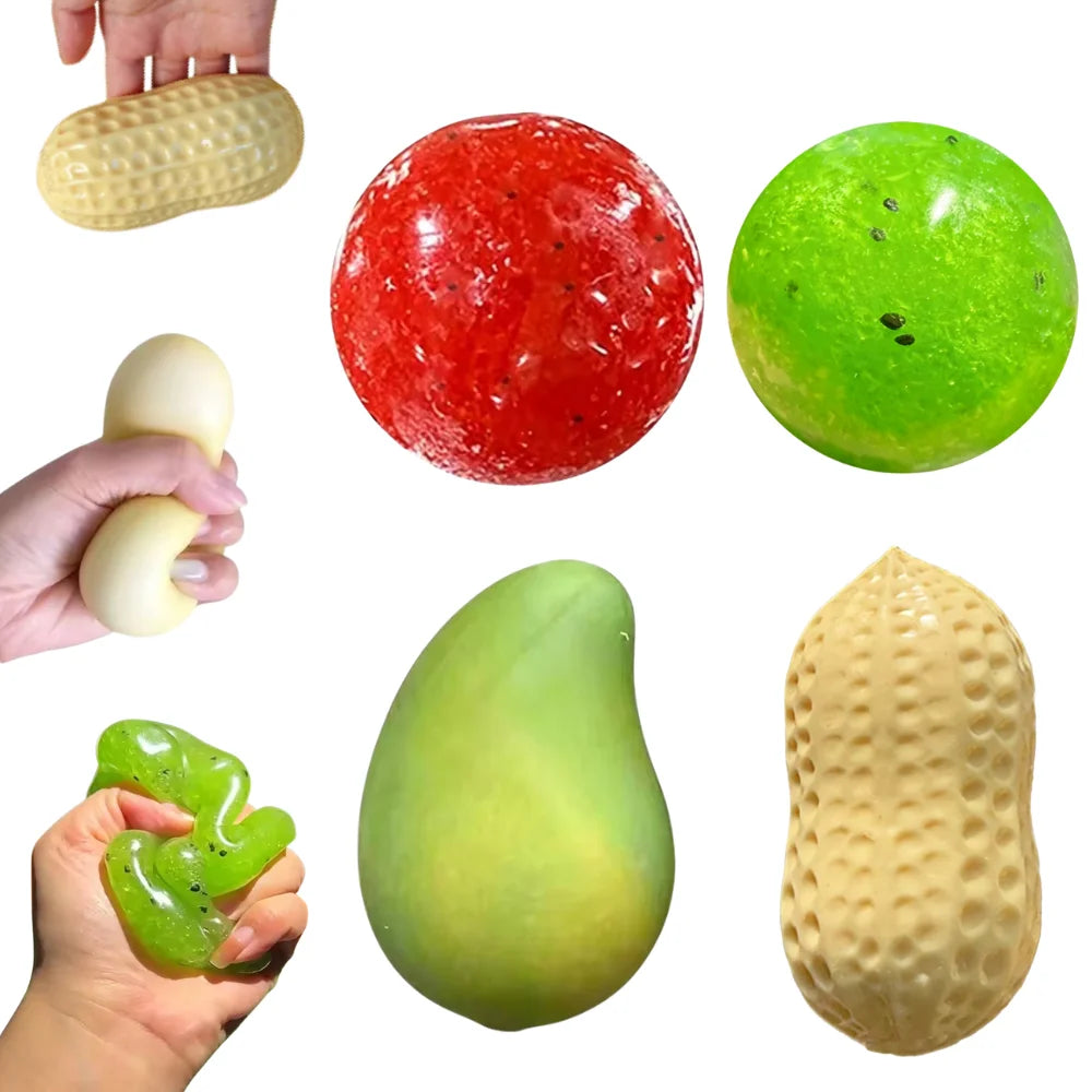 Kiwi & Watermelon Fruit Slushy Squishy Toy Soft Stress Relief Squeeze Toy Realistic Fruit Simulation Model Adult Gift