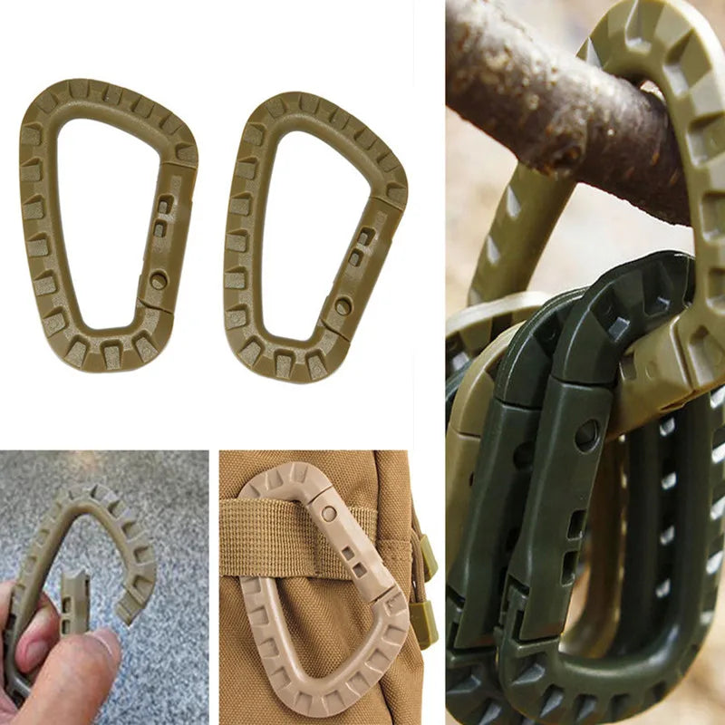4Pcs Tactical Carabiner Clip Set Outdoor Steel Hook Camping Keychain Buckle / 4 mousquetons tactiques acier crochet camping porte-clés sac à dos