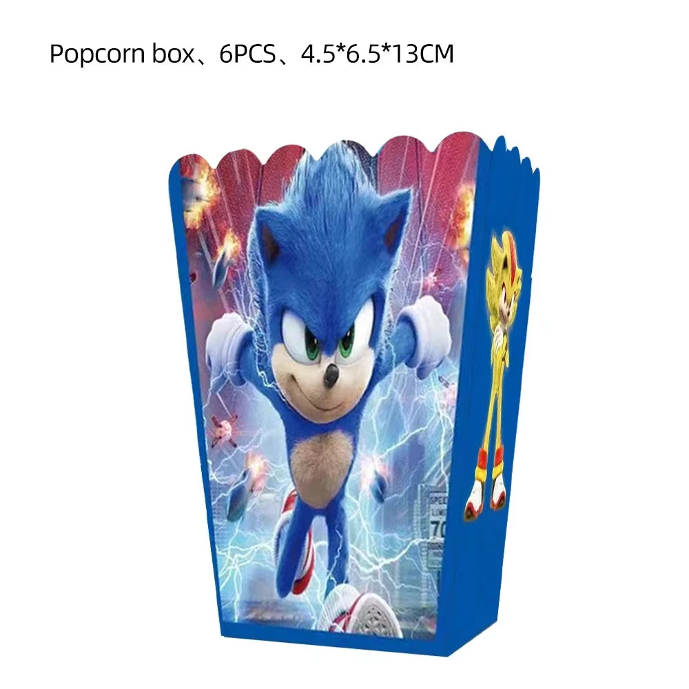 Sonic Birthday Party Supplies Hedgehog Action Figure Disposable Tableware Paper Plates Cup Knife Fork Spoon Baby Bath Toys