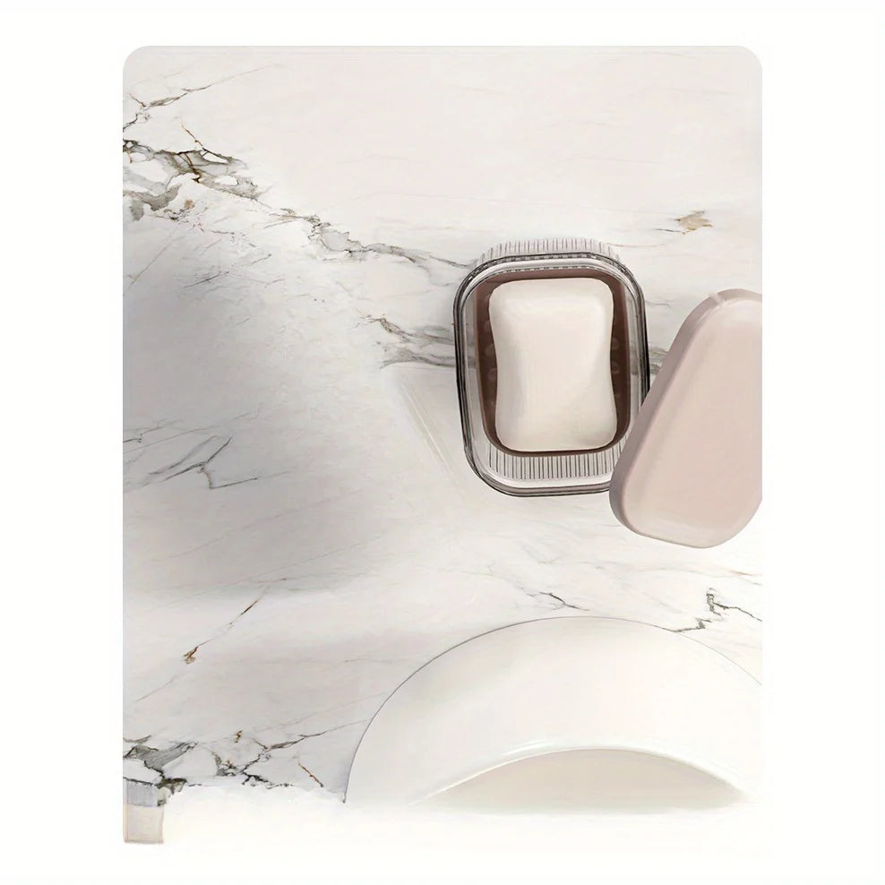 Portable Travel Soap Dish Storage Box Set - Compact & Lightweight, Transparent Travel Case with Secure Lid for Toothbrushes