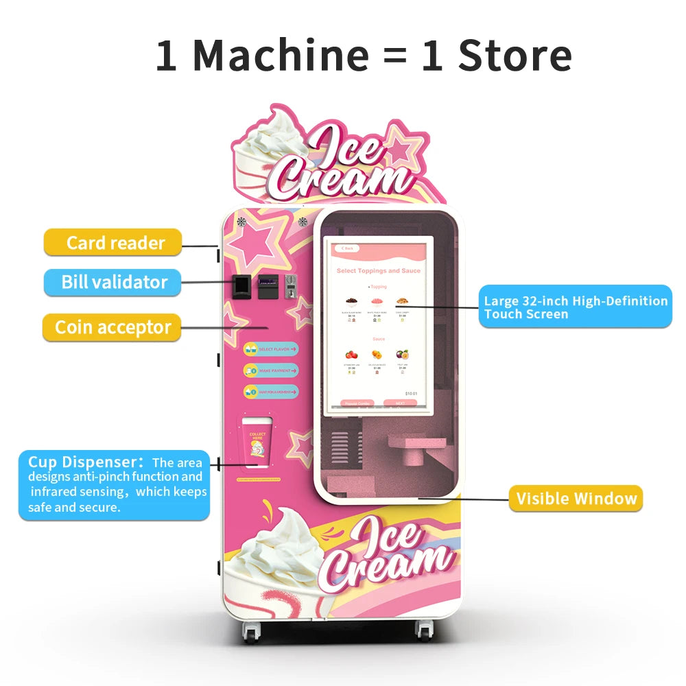FOODLINE Customized Hot Sale Automatic Ice Cream Vending Machine for Shopping Mall Retail and Vending Operators