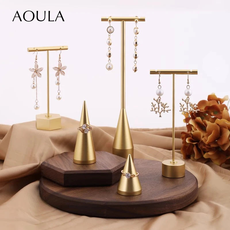 Luxury Dangle Earrings Display Metal Rack T Bar Stand Ring Jewelry Hanger Organizer Ear Studs Storage Holder Shelf Store Selling