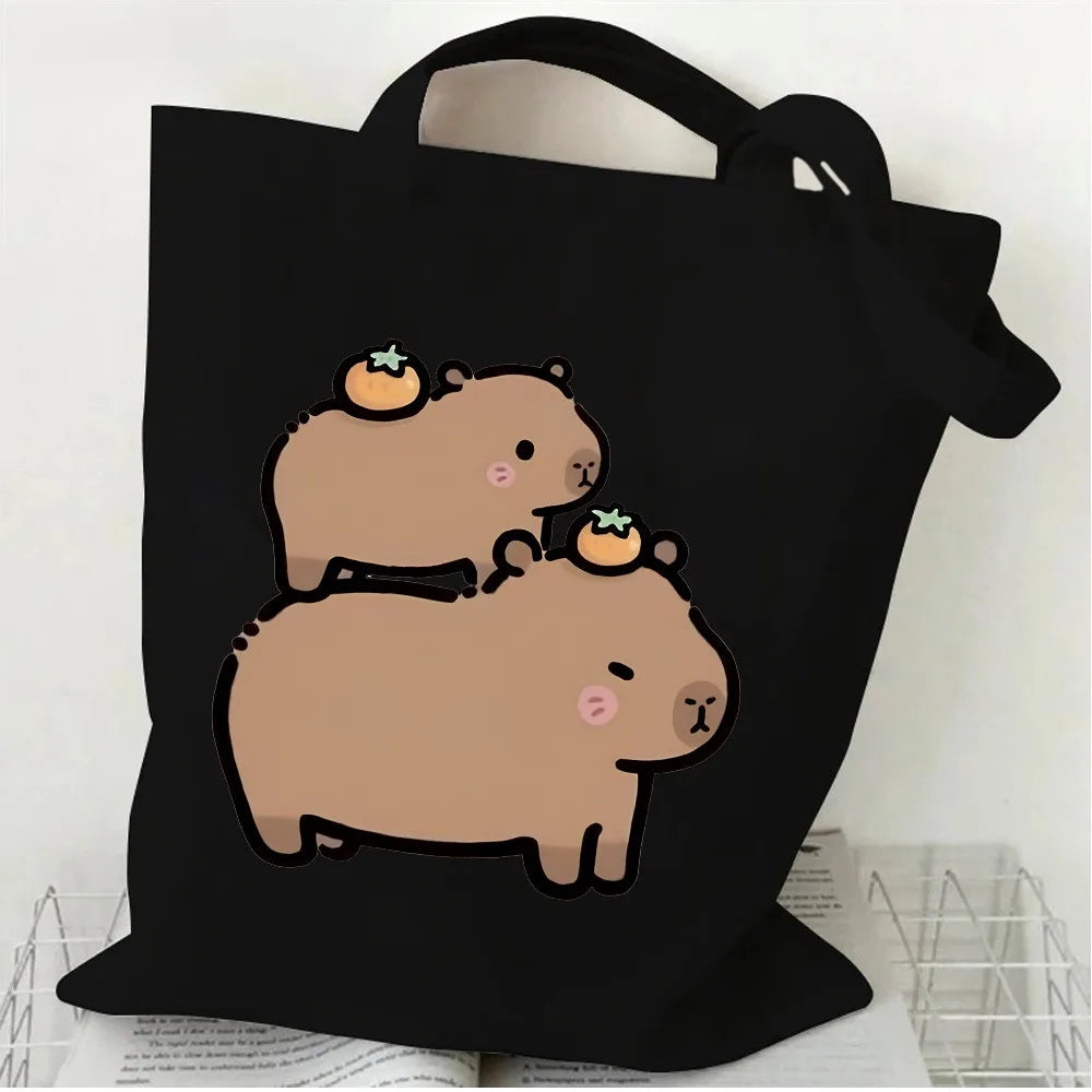 Capybara Printed Shoulder Bags Student Handbag Women Large-capacity Shopper Bag Harajuku Shopping Storage Pouch Tote for Girl