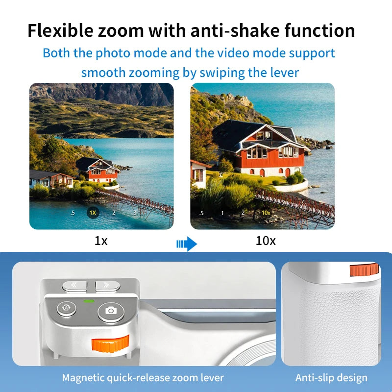 Magnetic Bluetooth Phone Camera Grip Zoom Shutter Button with Fill Light Remote Control Portable Phone Stabilizer Handle
