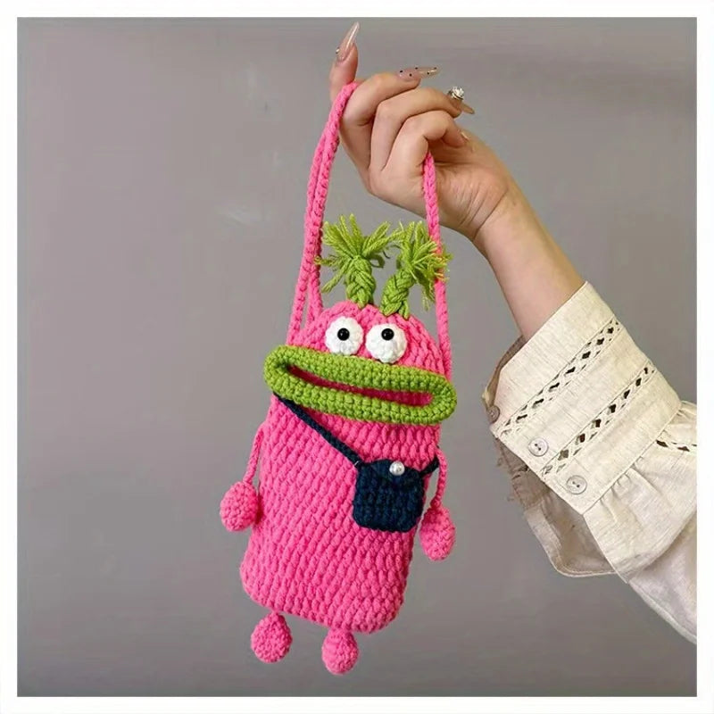 Fashionable Hand-Crocheted Animal-Print Crossbody Bag - For Women (Cute Flip-Top Phone Pouch, the Perfect Accessory)