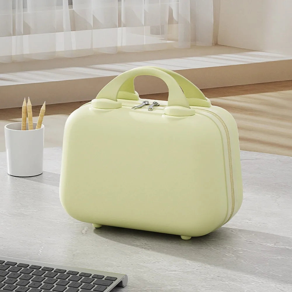 Storage Toiletry Box Solid Color Suitcase Square Box Large Capacity 14-inch Cosmetic Cases Portable Zipper Makeup Case Travel