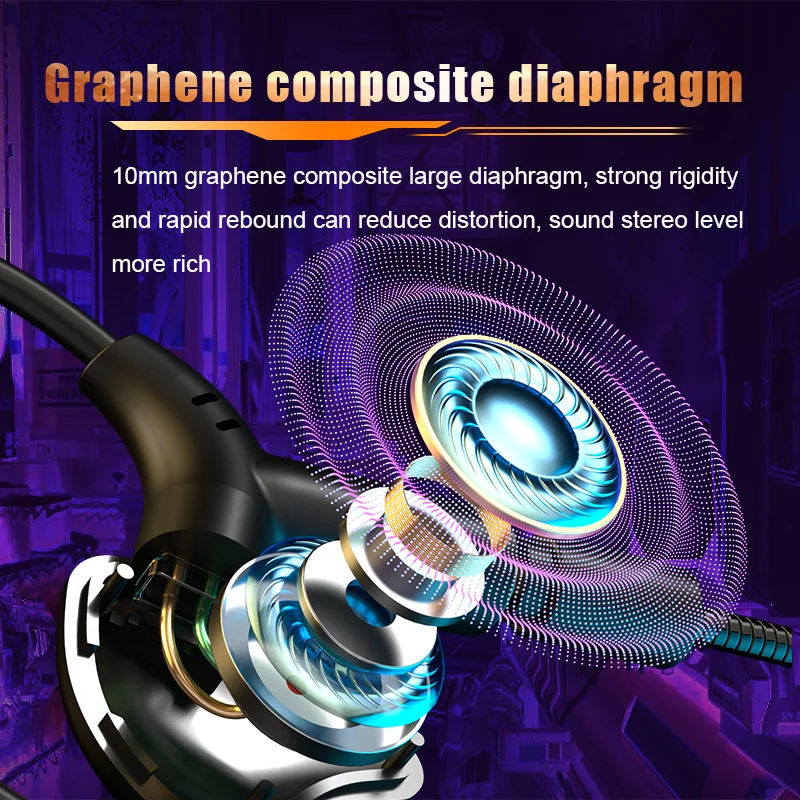 E-Sports Gaming Headphones with 2 Mics Type C&3.5mm In-ear Earphones Surround Sound Headsets with HD Mic Handsfree for Samsung