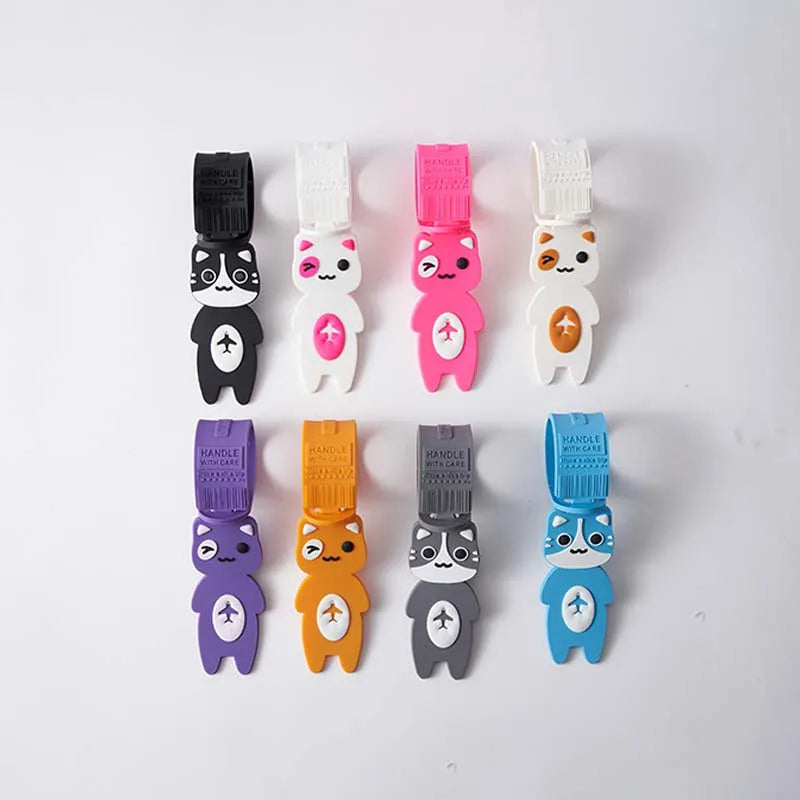 2pcs， Cute cat shaped luggage tag, creative foldable travel tag, suitable for travel accessories in handbags and suitcases, port