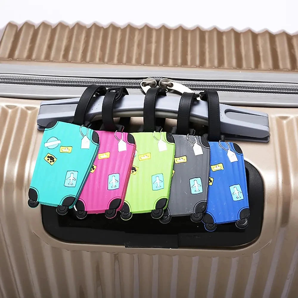 Business Trip Kawaii Identifiers Tag Label Backpack Handbag Silicone Luggage Tag Baggage Suitcase Name ID Tags with Strap