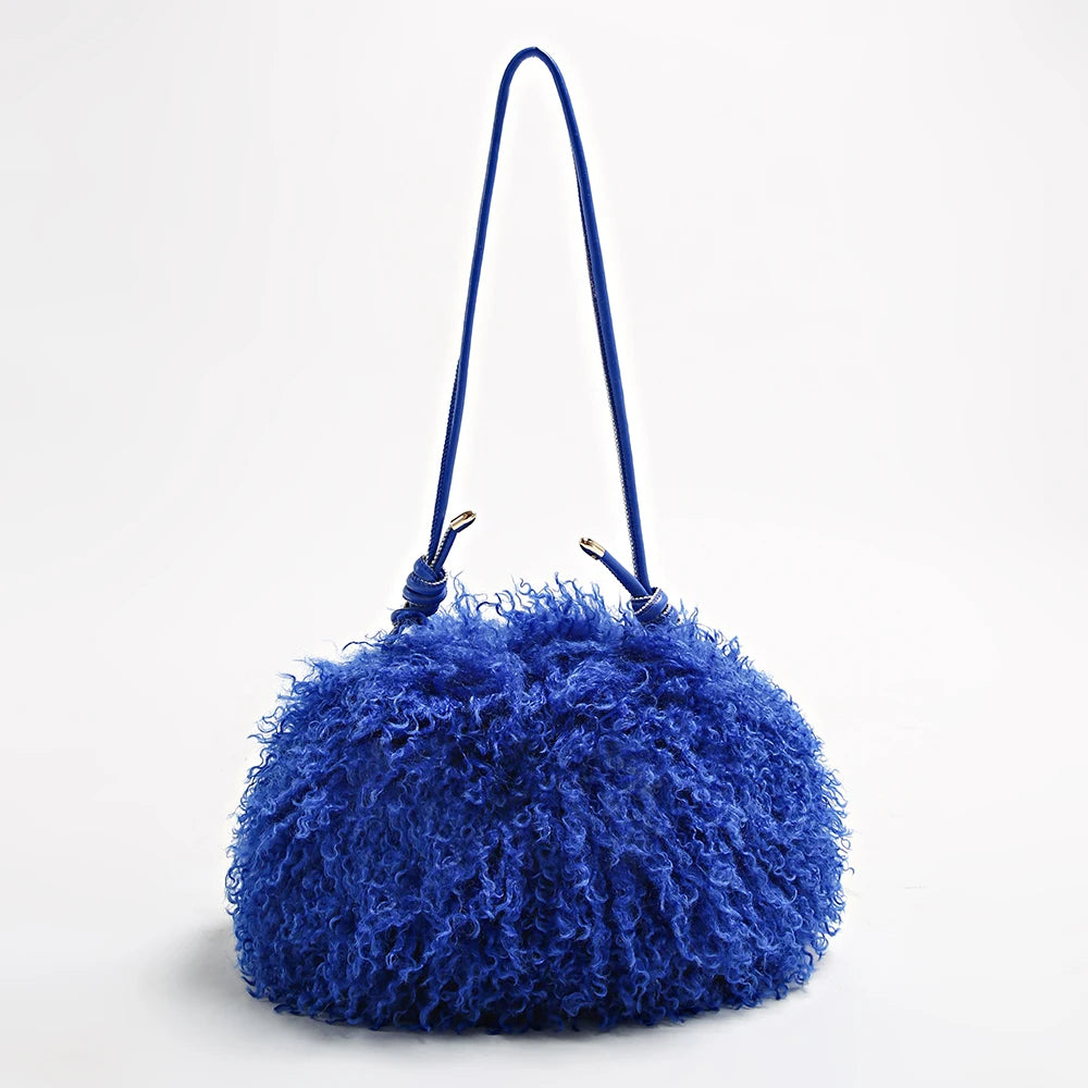 Fluffy Curly Faux Fur Cloud Bag Cute Soft Plush Purse for Women Casual Single Shoulder Crossbody Multi Color Daily Fashion Handb