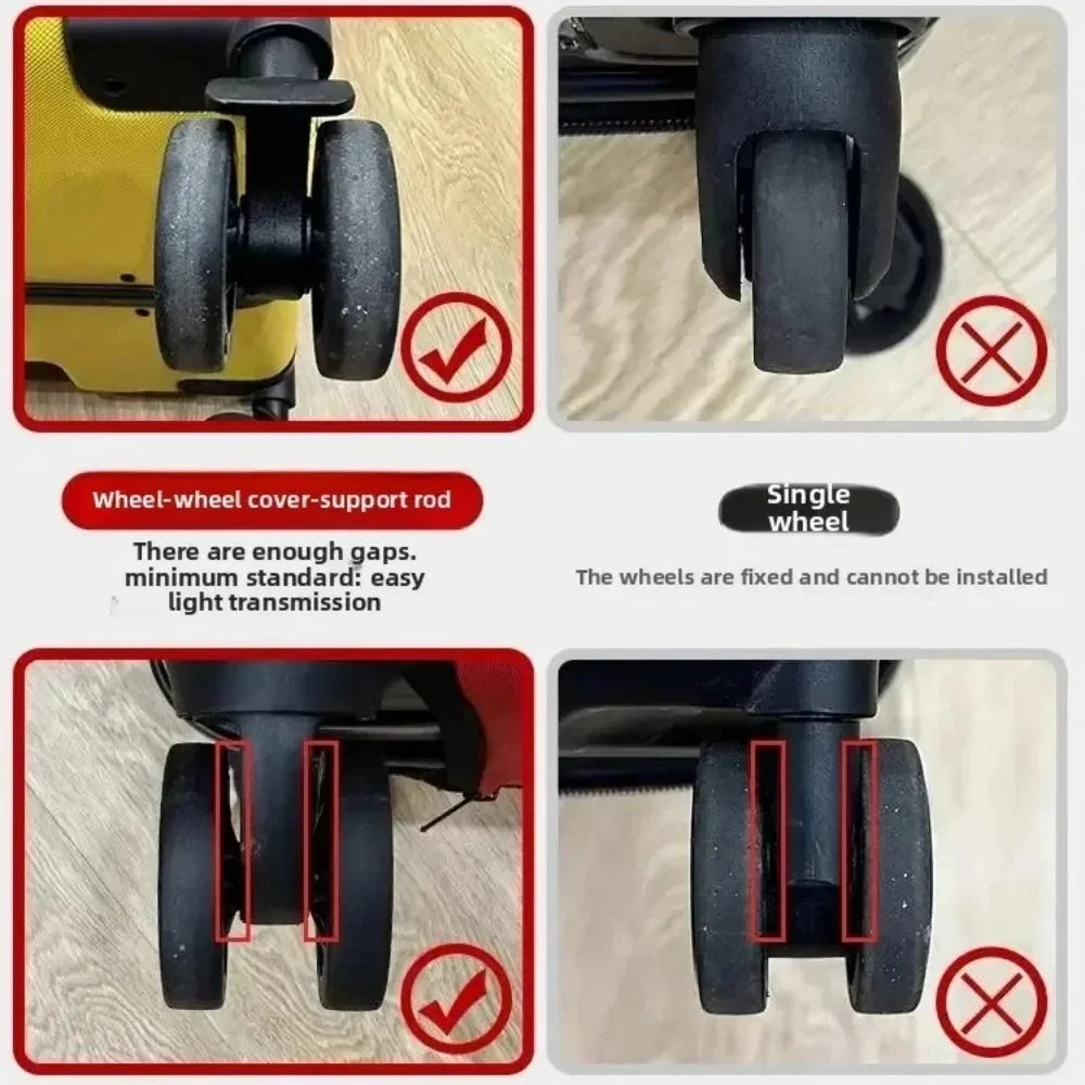 8PCS/Set Suitcase Wheels Protection Cover Silent Rubber Luggage Roller Cover Trolley Box Casters Cover Travel Luggage Caster Sho
