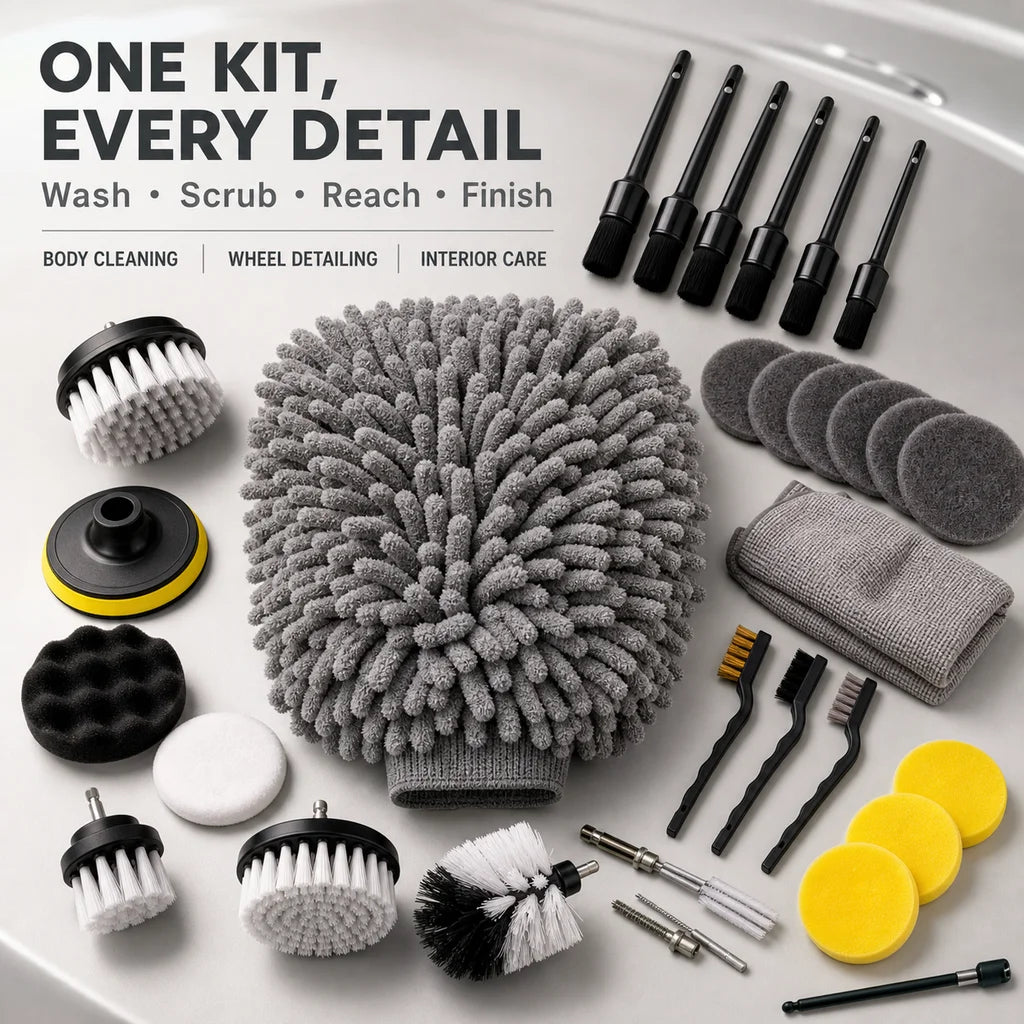 Car Cleaning Tools Kit,Car Detailing Brush Set with Carry Bag,Auto Drill Brush Set Pro Car Wash Kit for Car Interior&Exterior