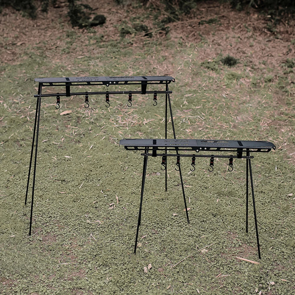 Folding Camping Hanging Rack Shelf Top Plate Aluminum Alloy Triangle Storage Hanger Picnic Cookware Pot Pan Hanging Rack S/L