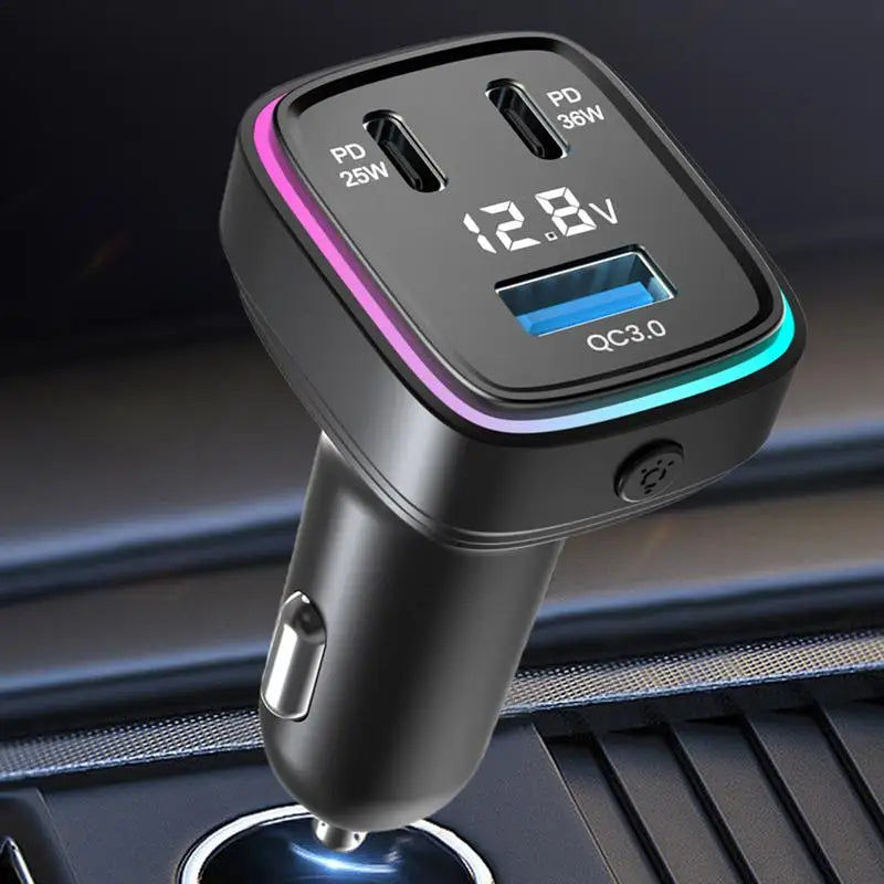 Car Phone Charger Auto Phone USB C Adapter Automobile Fast Charging Car Phone Charger 3 Ports Car Charger Adapter With Voltage &