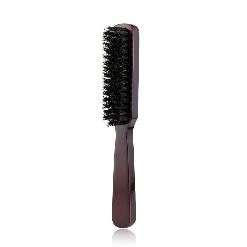 Hair Brush Wood Handle Boar Bristle Beard Comb Styling Detangling Straighten Brown Boar Bristles Massage Comb