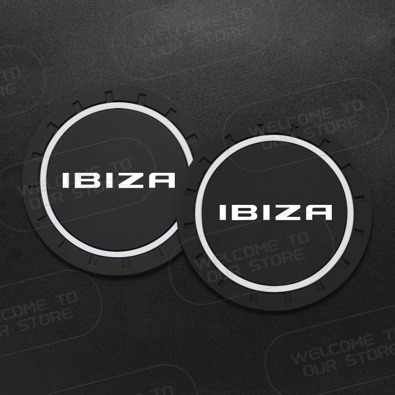Car Silicone Coaster For Ibiza LOGO 6L MK4 FR Line TSI TDI 2Pcs Anti-Slip Water Cup Drink Mat Insert Coaster Pads Accessories