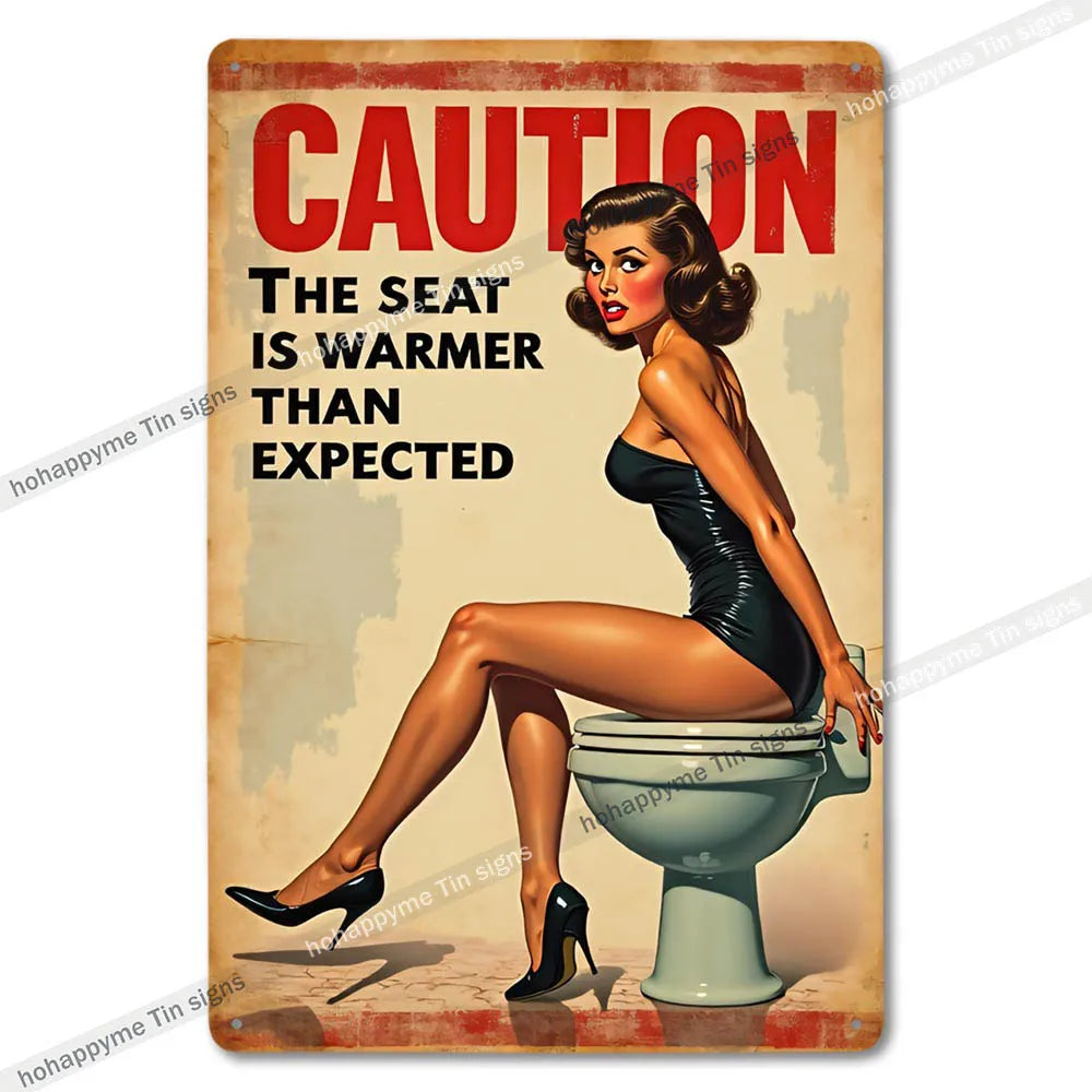 Retro Metal Tin Bathroom Signs Wall Decor for Home Restroom Vintage Toilet Humor Art Unique Gift Ideas