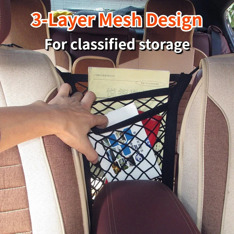 Car Mesh Organizer Between Seat, Pet Dog Kids Barrier, Net Pocket Storage Bag Backseat, Seat Back Storage, Auto Car Accessories
