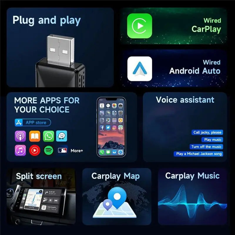 A21E-Car Wireless Carplay&Android Auto Box 2In1 Wired To Wireless Dongle Plug&Play Android AUTO Carplay Adapter Mini AI Box