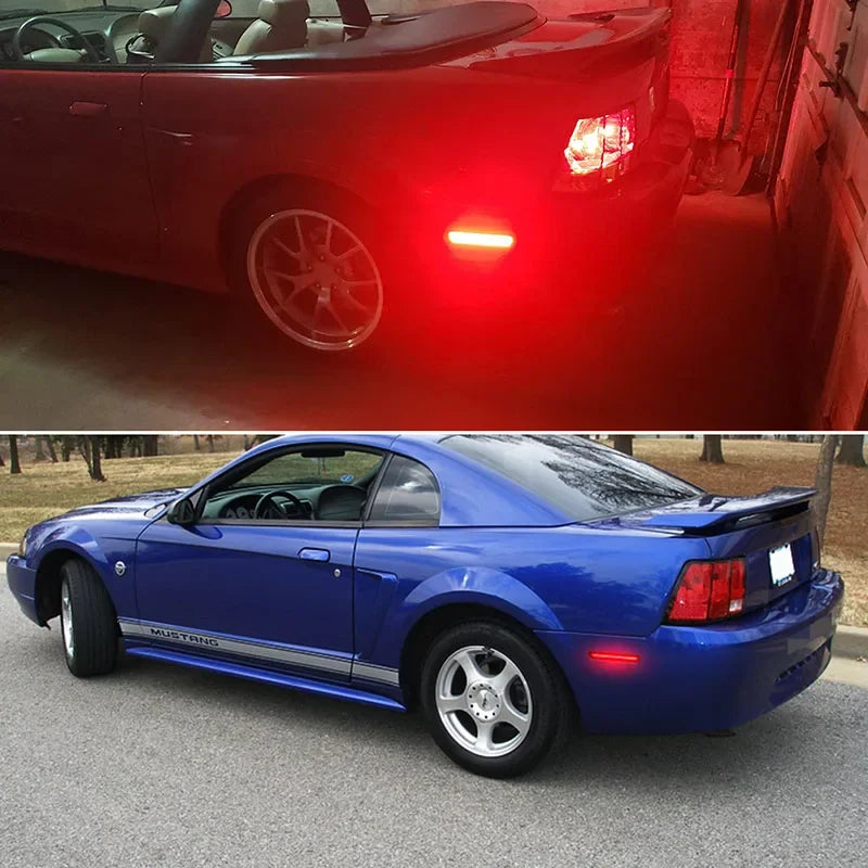 Red LED Car Rear Bumper Side Marker Lights Parking Lights For Ford Mustang 1999 2000 2001 2002 2003 2004 Fender Flare Lamps 12V