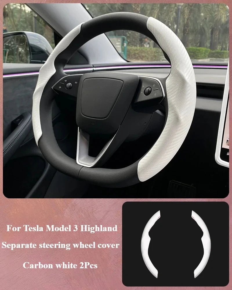 Steering Wheel Cover for Tesla Model 3 Highland White Interior Stickers Car Decoration Modification Accessories for New Model3