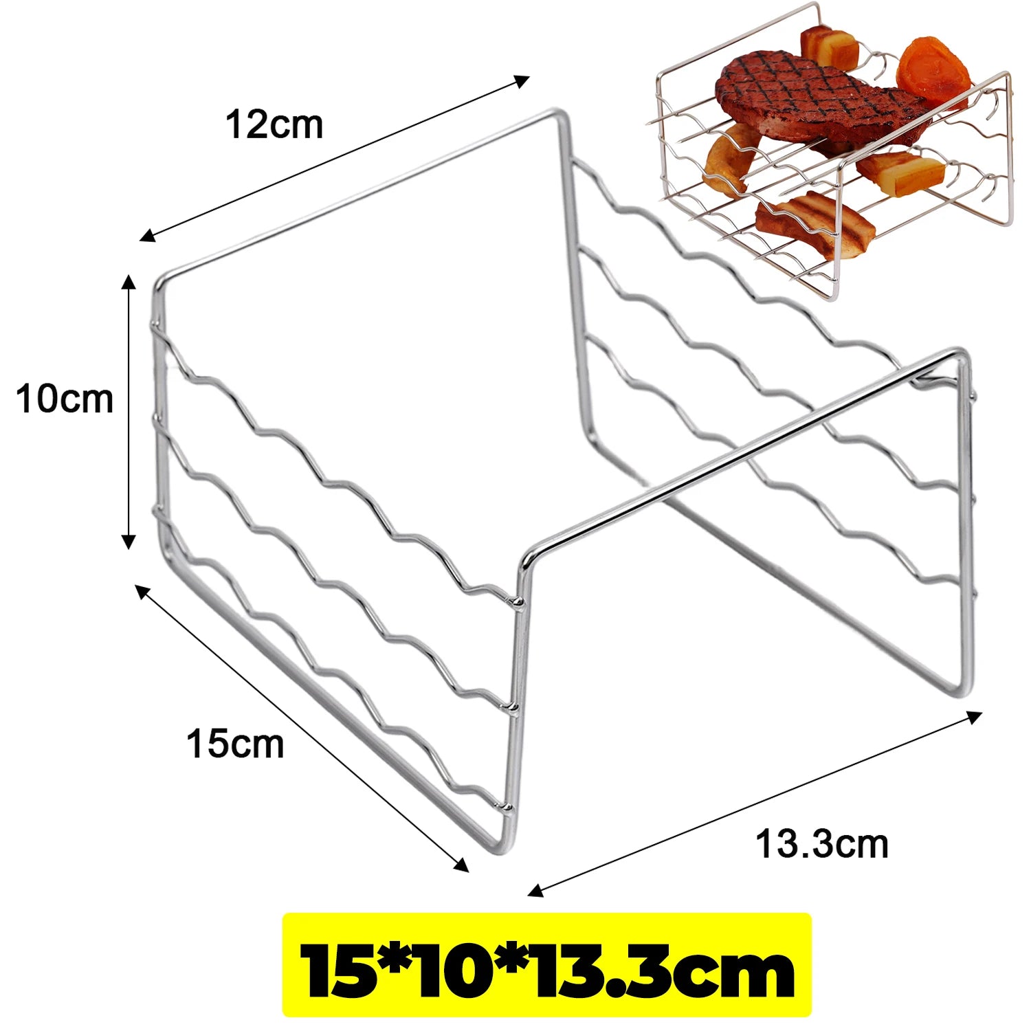 Stainless Steel Skewers Stand Air Fryer Barbecue Stick Kitchen BBQ Skewer Grill with Needle Multifunction Oven Dehydration Rack