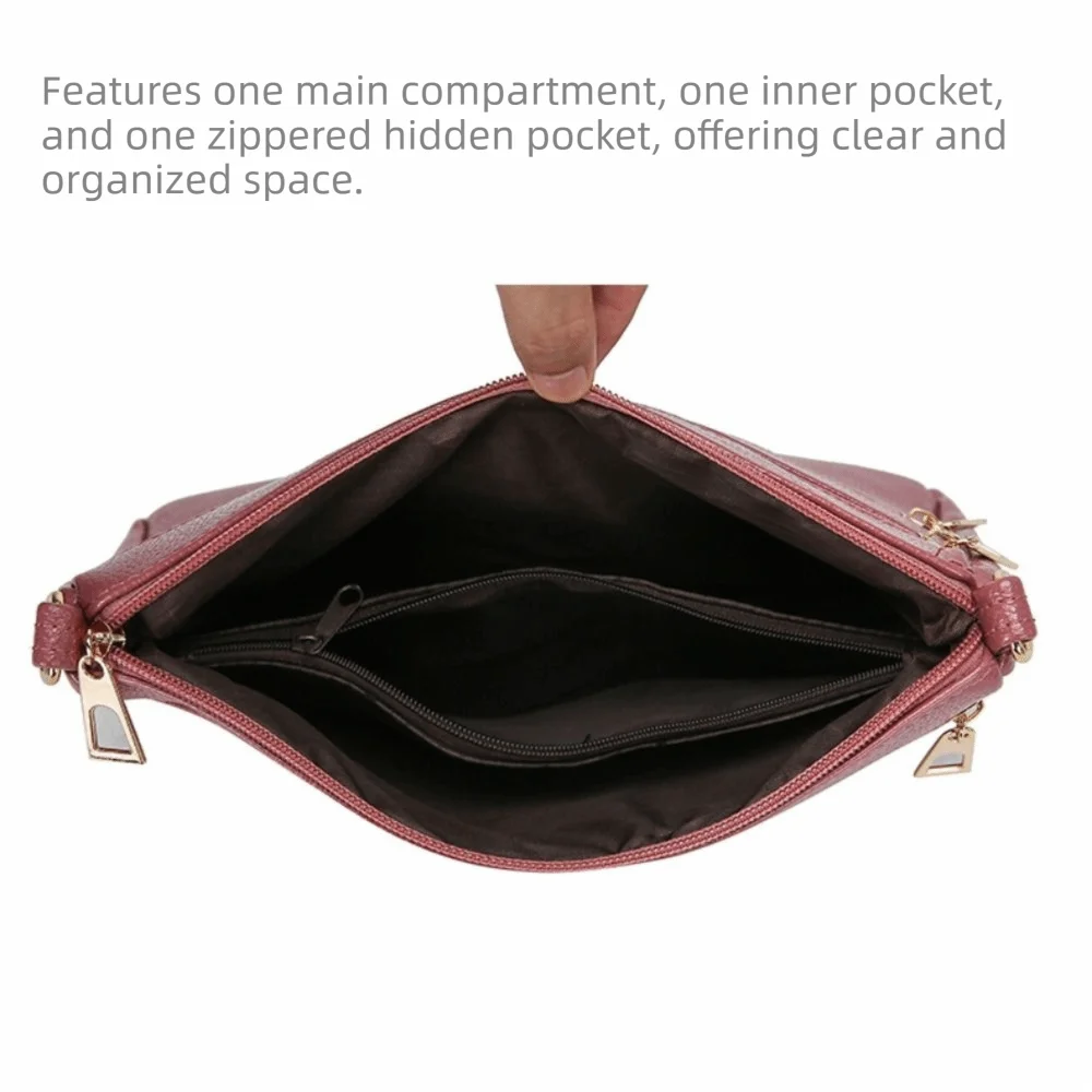Fashion Square Shape Mom Crossbody Bag PU Urban Simple Shoulder Crossbody Bags Multi-Layer Shopping Bag Daily Use