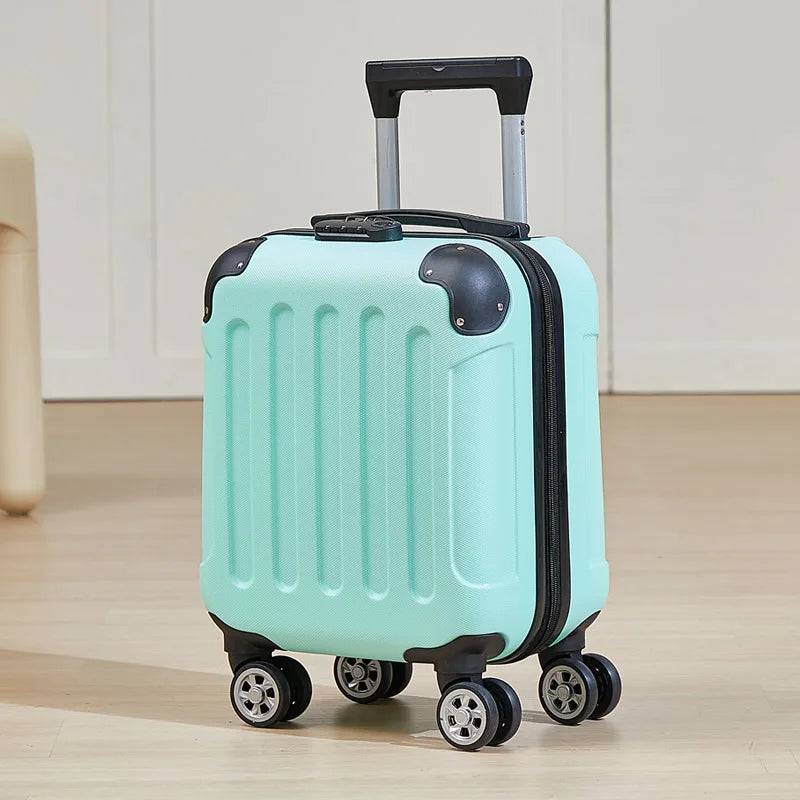 Fashionable Carry-On Luggage 14-inch Cabin-Size Suitcase Perfect for Short Trips Includes Cup Holder and Phone Holder Multi-Dire