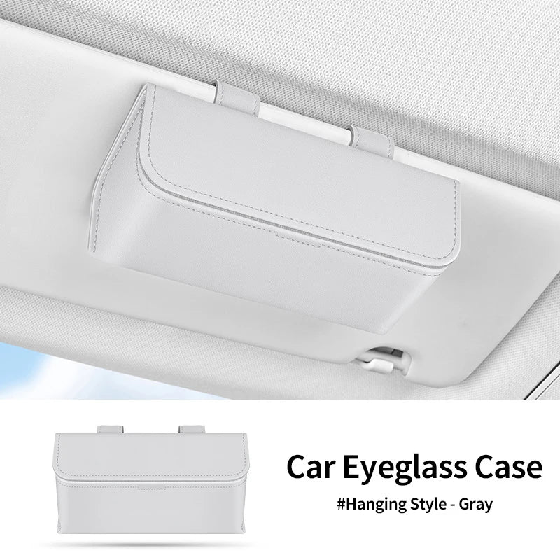 Car Sun Visor Glasses Holder Leather Multi-functional Storage Case Auto Sunglasses Holder Car Storage Box Interior Accessories