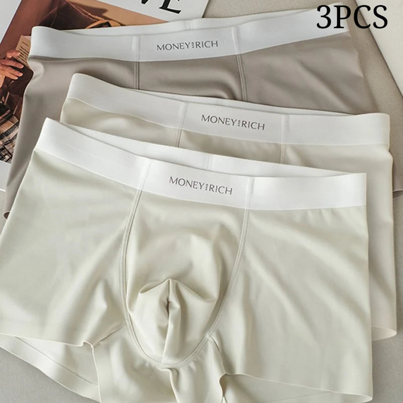 3PCS Men's Underwear 7A Bacteriostatic Cool Feeling Teenager Seamless Large Size Nude Comfortable Underwear Men