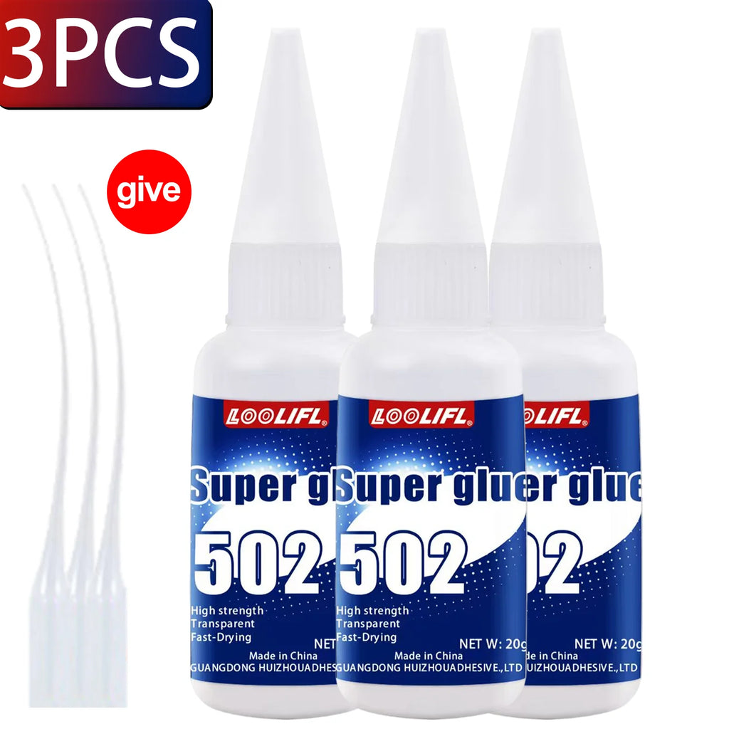 1-10Pcs Loolifl 502 Super Glue Cyanoacrylate Quick Dry Instant Strong Bond Adhesive for Home Office Industrial Repair Materials