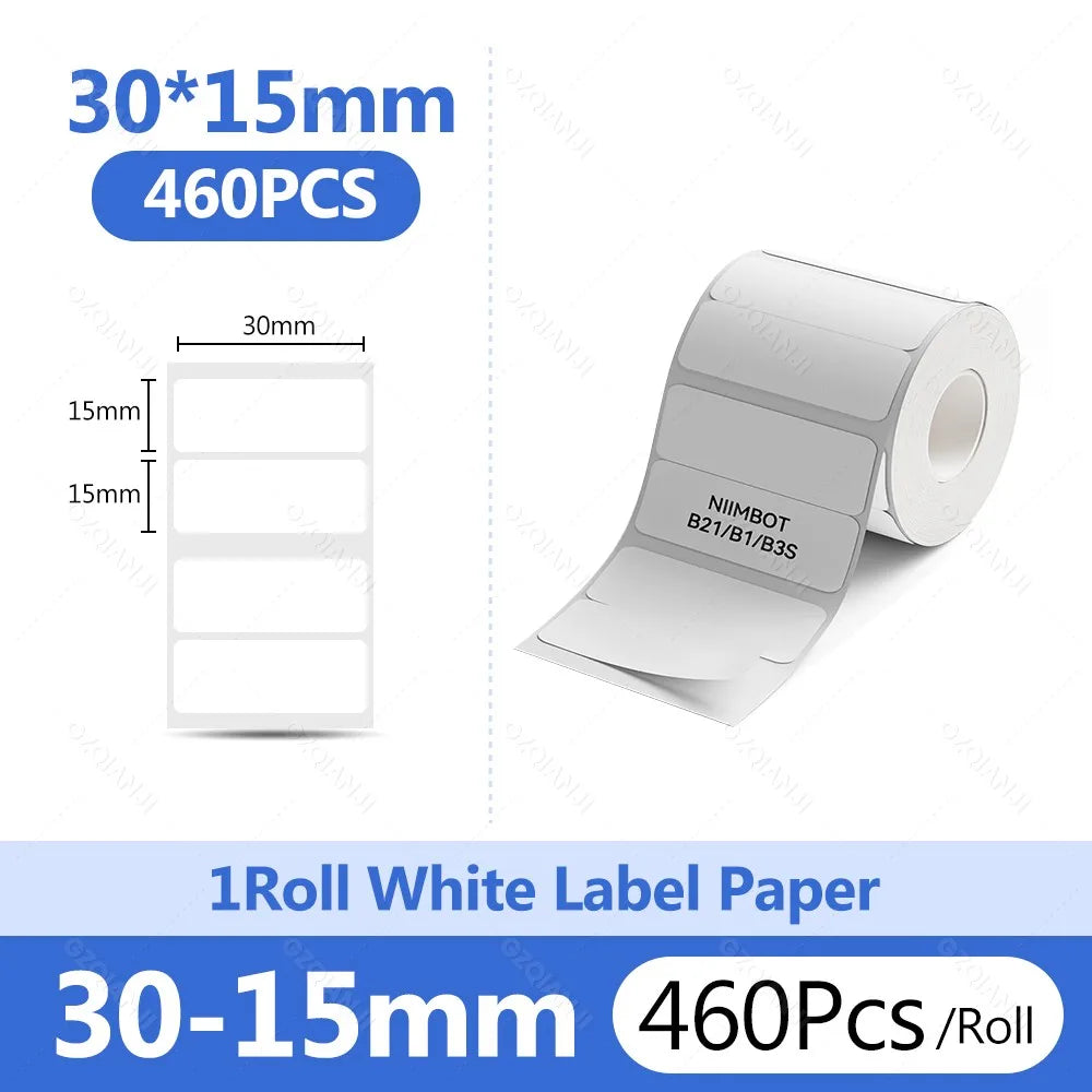 Niimbot B1 White Sticker Waterproof Paper Adhesive Nail Label Anti-Oil For B21 B31 Mini Portable Thermal Printer Tape More Size