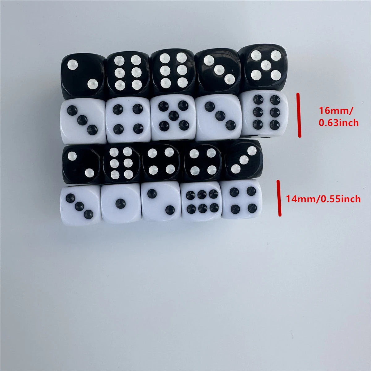 10pcs/set Of High Quality 14/16mmD6 Dice Set White Black Dot/Black White Dot Acrylic Rounded Corner Club