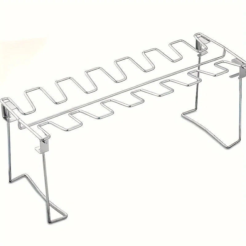 1pc Stainless Steel Chicken Leg & Wing Rack - Foldable Vertical Roaster Stand for BBQ, Smoker, Oven ,Picnics, Camping,Cooking