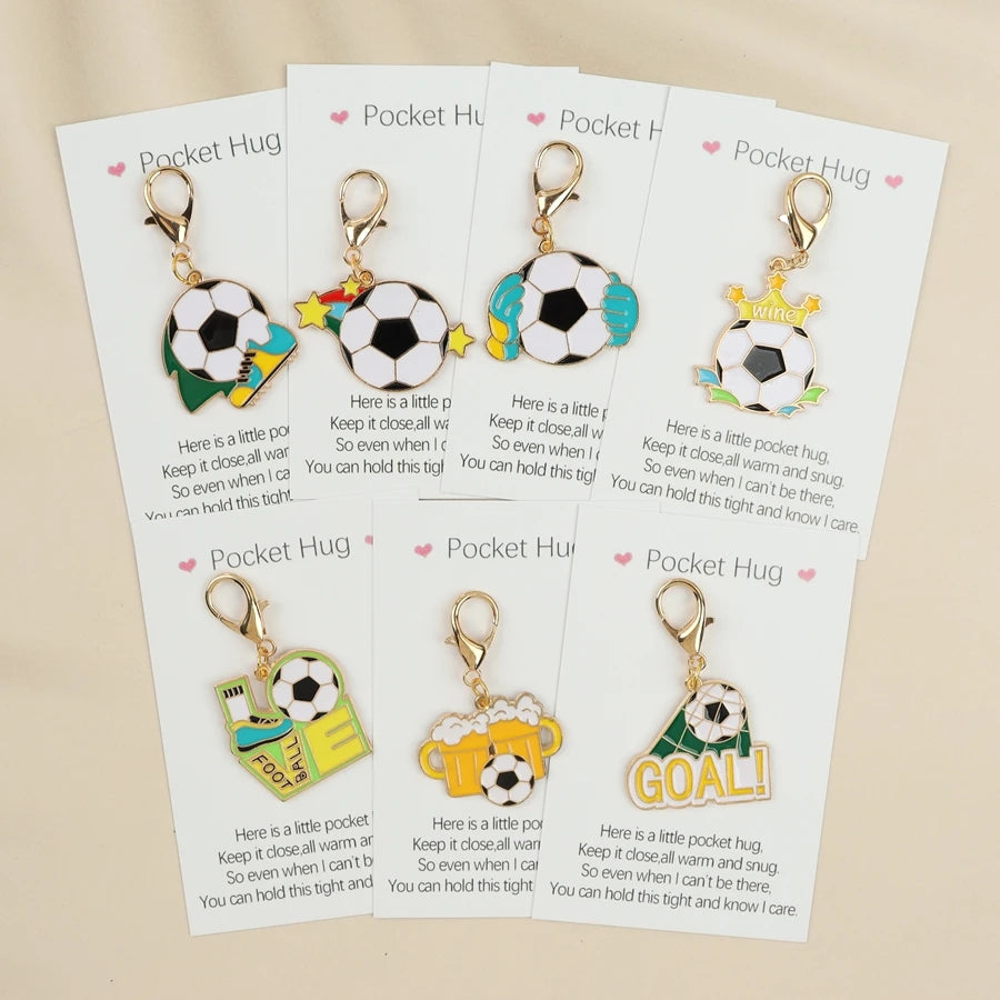 7 Football Keychains, with Pocket-Sized Encouragement Cards, Bag Accessories, Perfect Gifts for Football Fans, Keychain Gifts for Sports Enthusiasts.