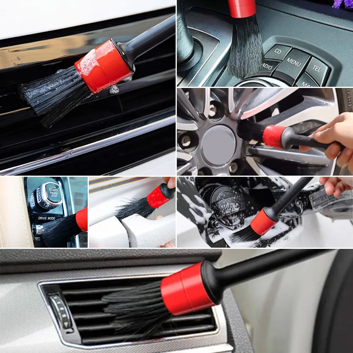Yitong 1set Multi Size Car Detailing Brushes Soft Gentle Bristle Auto Interior Exterior Cleaning Tools for Dashboard Air Vent