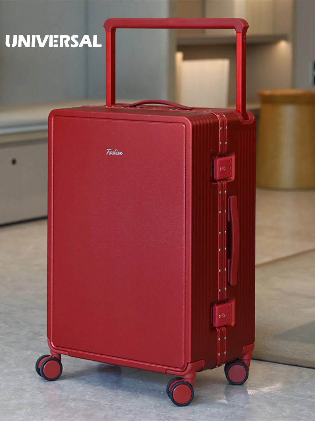 2026 new high-end wide pull rod luggage, aluminum frame travel suitcase, sturdy large capacity boarding case