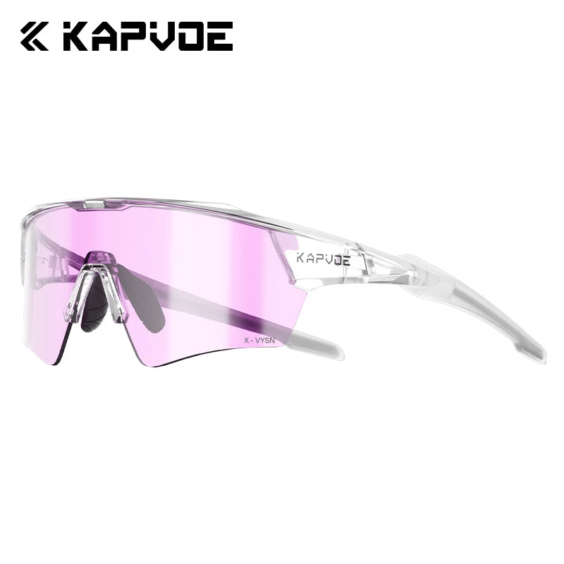 Kapvoe Hot Shadowless Photochromic Cycling Glasses Lighteight UV400 Sunglasses Men Women Bike MTB Eyewear Riding Outdoor Running