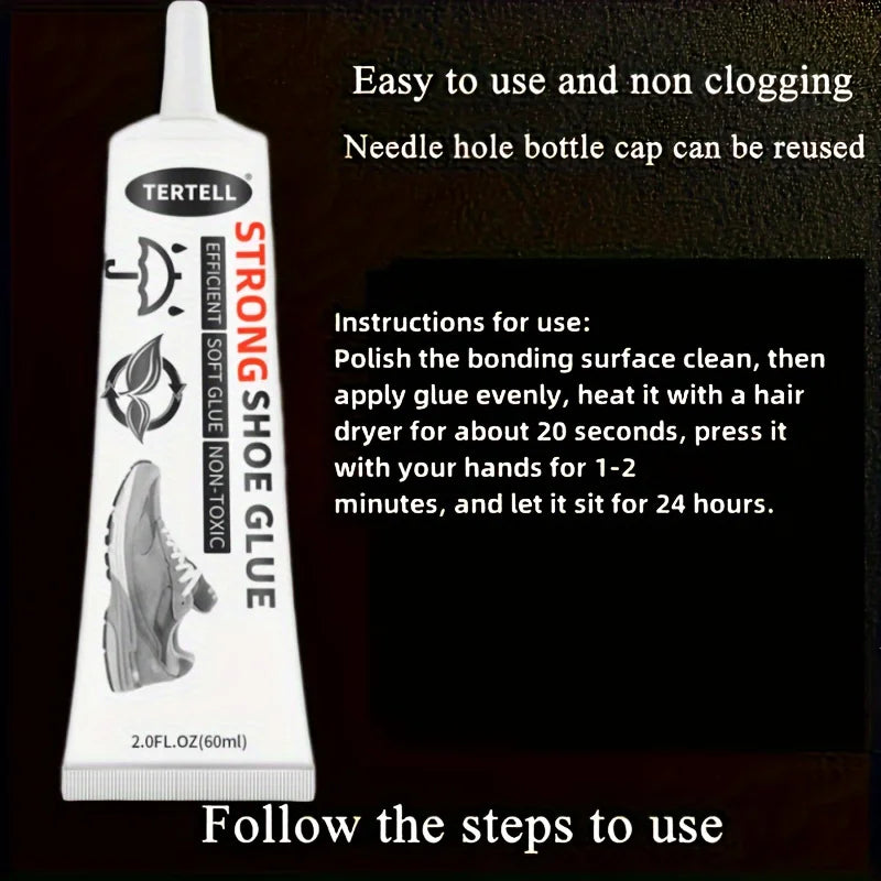 60ML Upgraded Clear Non-Toxic Shoe Glue High Low Temp Resistant Adhesive for Leather Sneakers