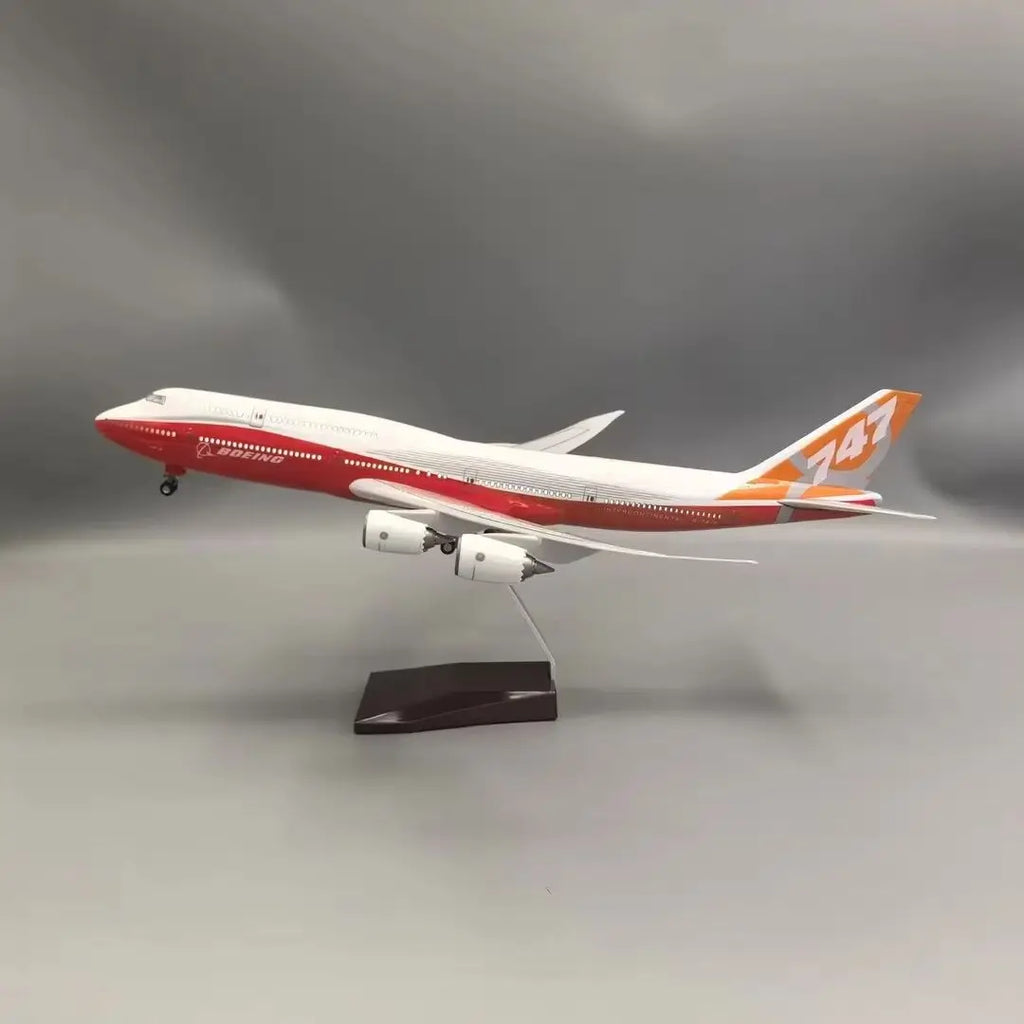 47CM Scale Plane B747-8 Prototype Airline With Base Landing Gears Ornament Resin Adults Fun Plane Model For Collection Gift